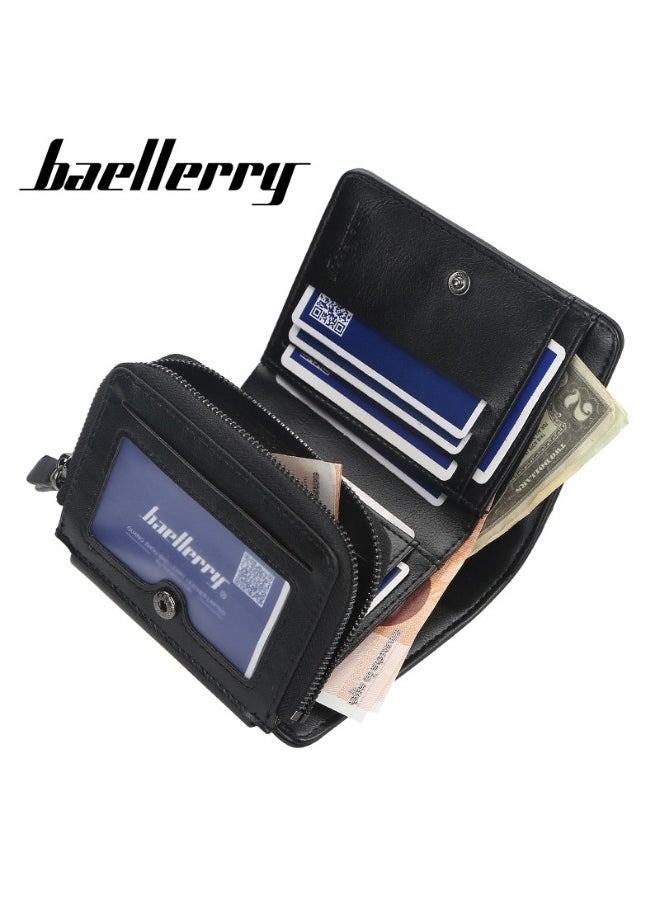 Men's Short Wallet Three-fold Vertical Money Clip Multi-card Business Card Bag