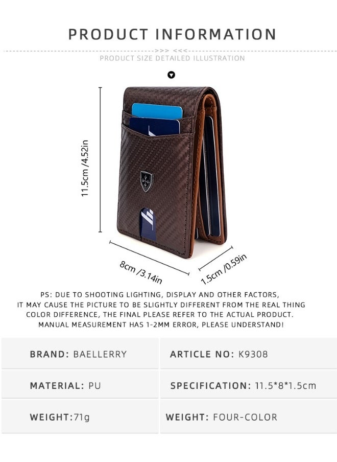 Men's Wallet Carbon Fiber Multi-card Wallet Multi-functional Thin RFID Anti-magnetic Card Bag