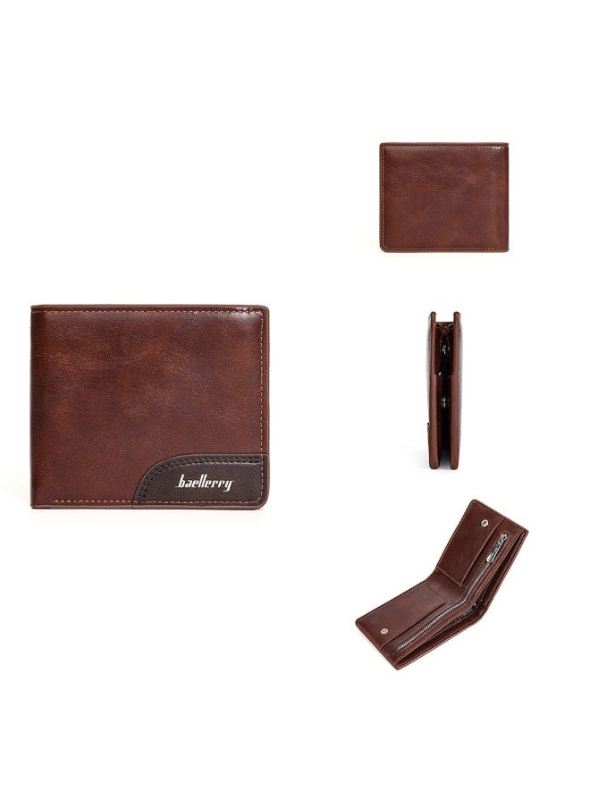 Men's Wallet Business Zipper Premium Sense Wallet Short Button Multi-card Coin Wallet