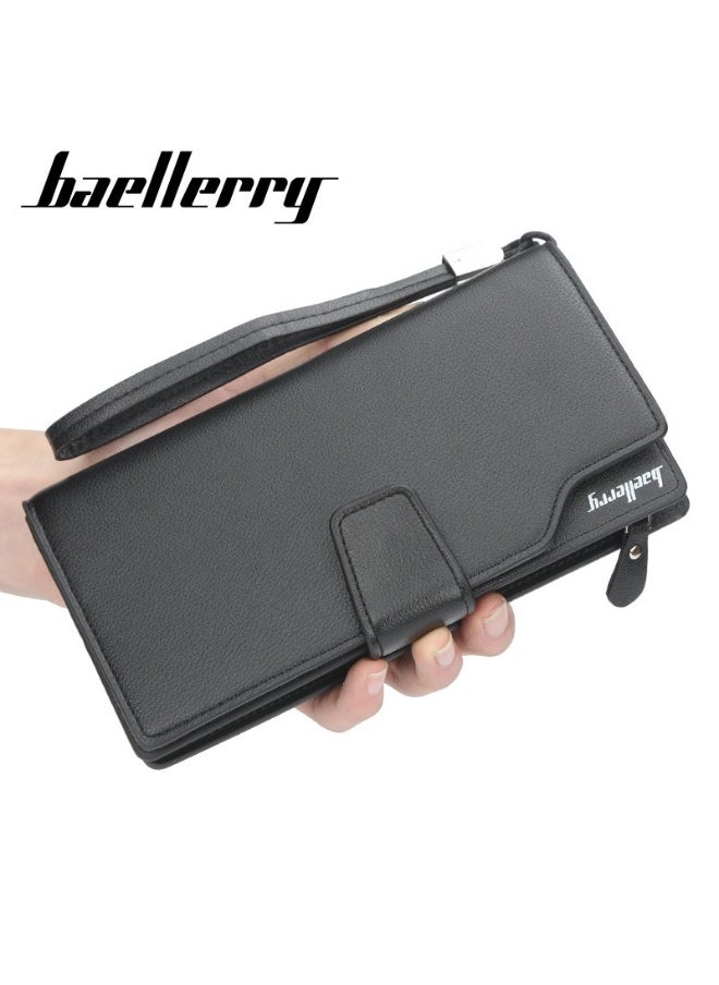 Men's Handbag Business Korean Advanced Sense Long Wallet PU Large Capacity Zipper Wallet