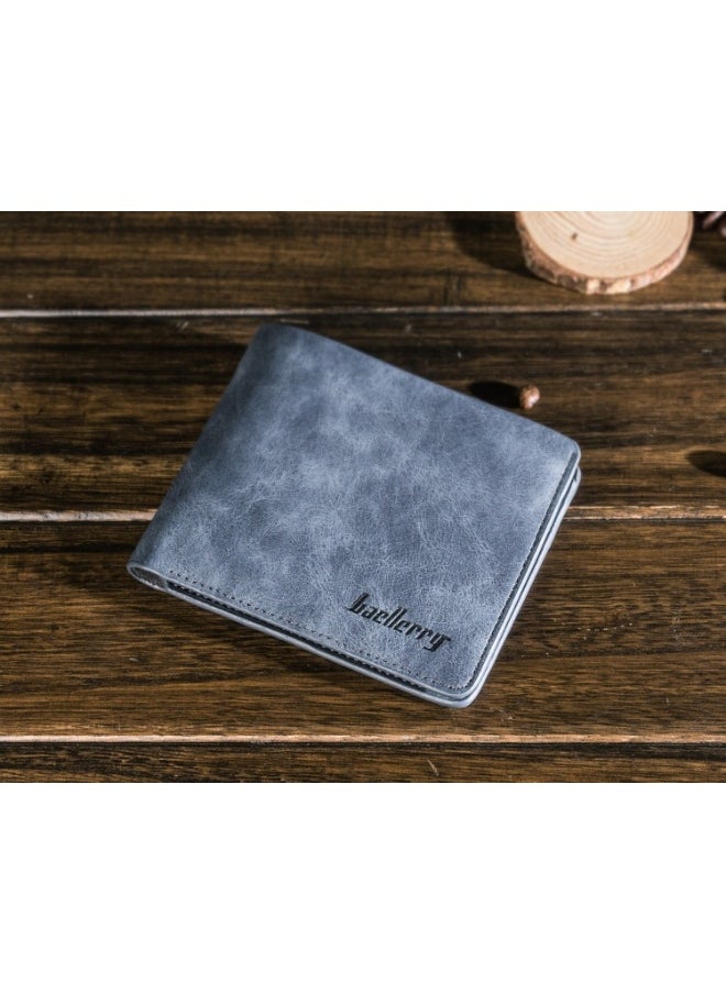 Men's Short Vintage Premium Matte Money Clip Two-fold Wallet Card Bag