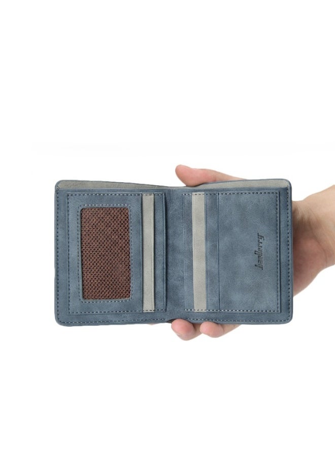 Men's Short Vintage Premium Matte Money Clip Two-fold Wallet Card Bag