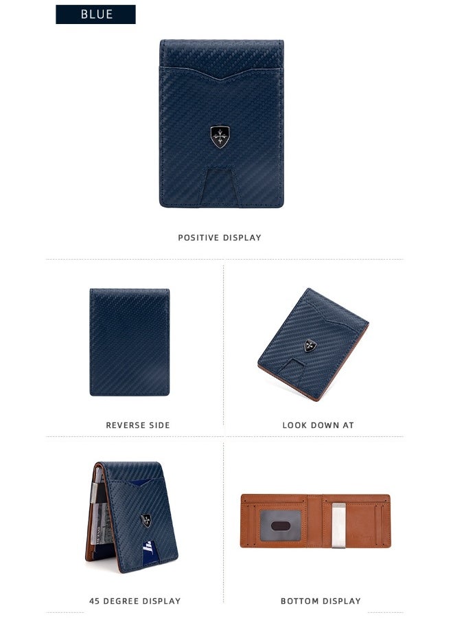 Men's Card Bag Carbon Fiber RFID Anti-degaussing Dollar Wallet Business Multi-card Purse