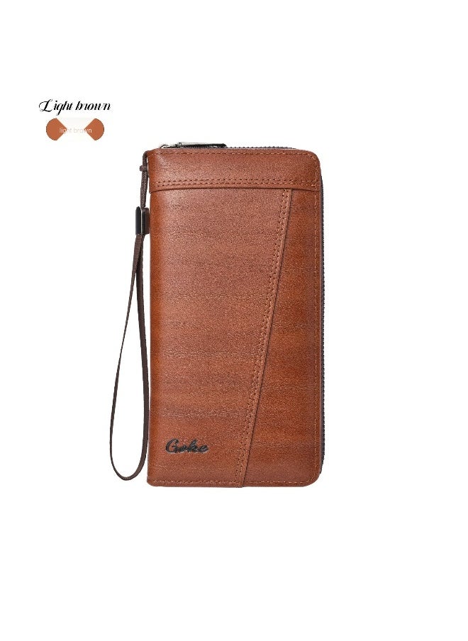 Men's Long Wallet Fashion Retro Multifunctional Wallet Zipper Buckle Card Holder