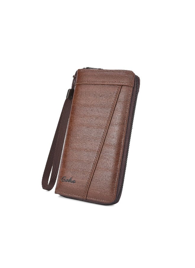 Men's Long Wallet Fashion Retro Multifunctional Wallet Zipper Buckle Card Holder