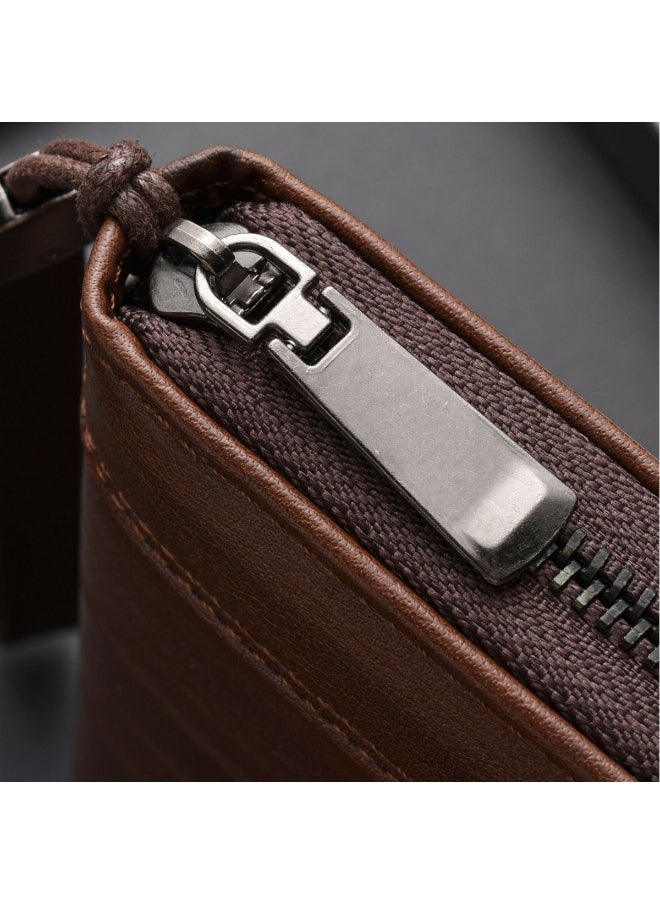 Men's Long Wallet Fashion Retro Multifunctional Wallet Zipper Buckle Card Holder