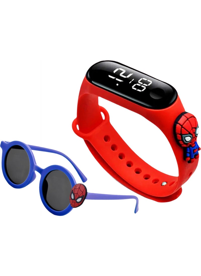 X77 Digital Touch LED Screen Kids Watch with Figures + Glasses with Figures (With Glasses Box)