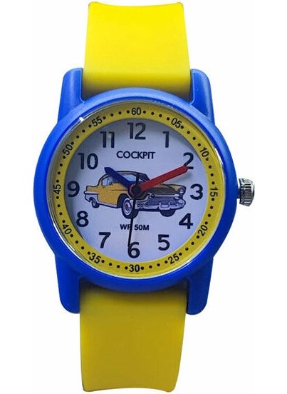 Yellow Navy Blue Silicone Children's Wristwatch 5 Atm Water Resistant