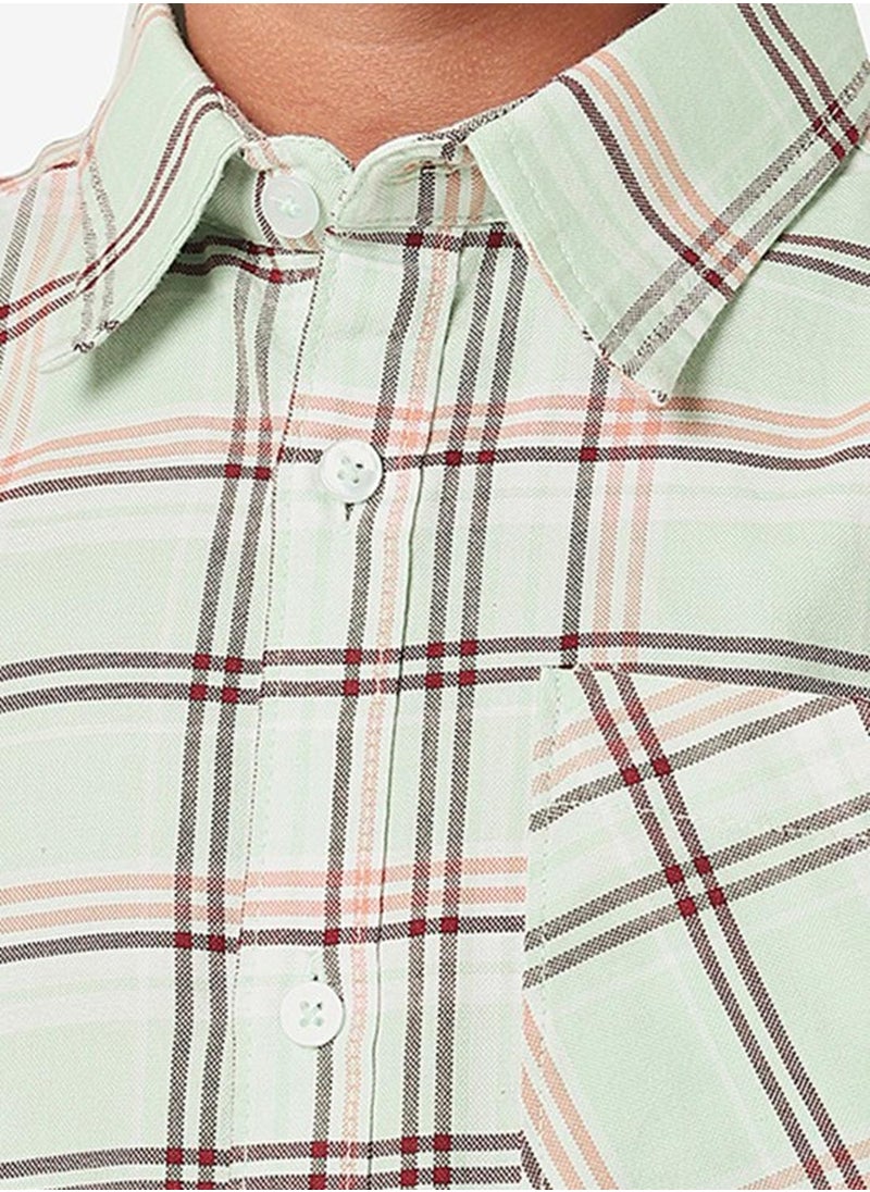 Regular Long Sleeve Printed Light And Green Cotton Shirt For Boys 100 % Cotton