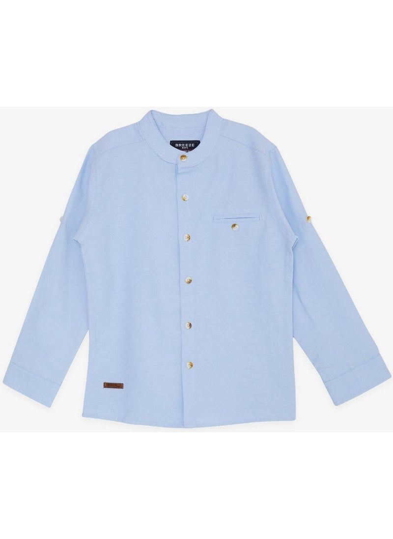 Girls & Boys Boy's Shirt Embroidered Buttoned 8-12 Years, Light Blue