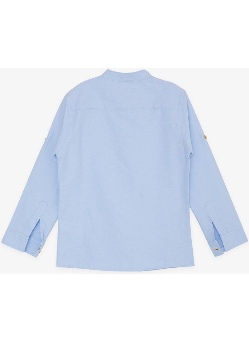 Girls & Boys Boy's Shirt Embroidered Buttoned 8-12 Years, Light Blue