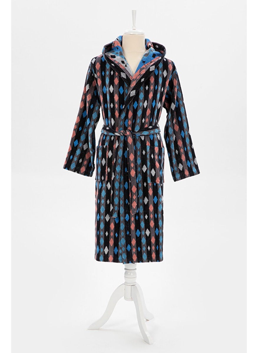Ozdilek Hawaiian Mosaic Velvet Hooded Bathrobe Xl Size