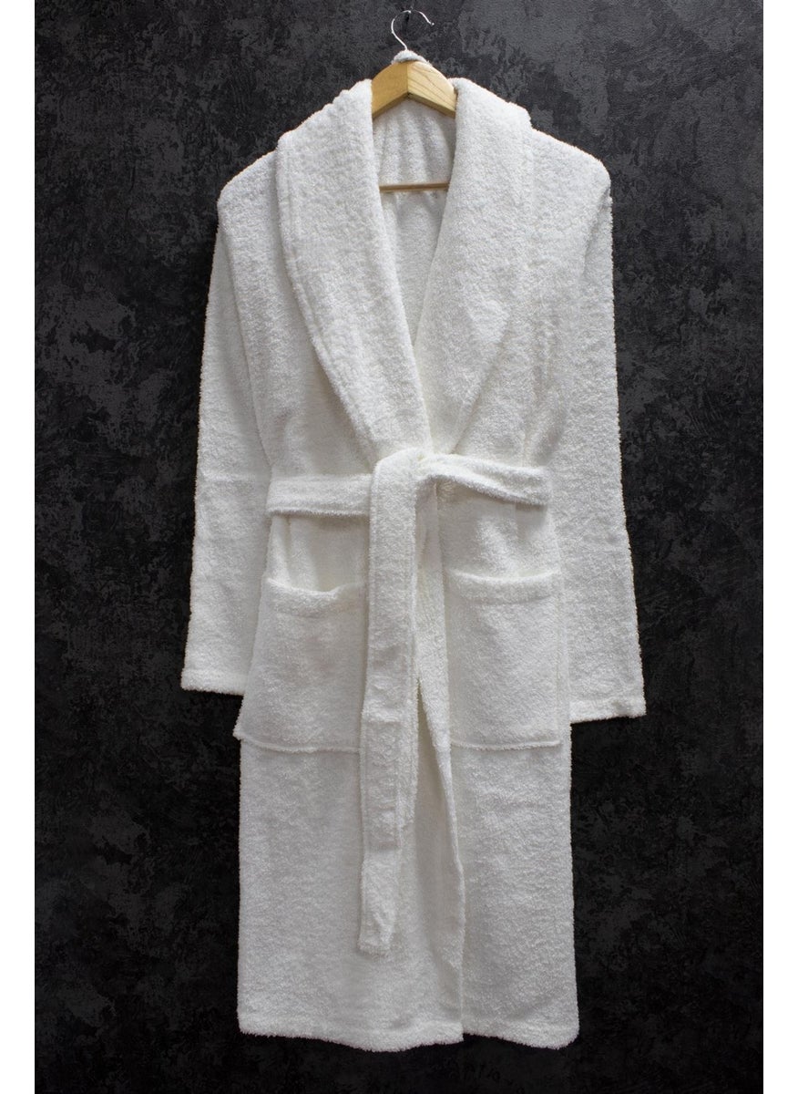 100% Cotton Shawl Loop Bathrobe Ecru