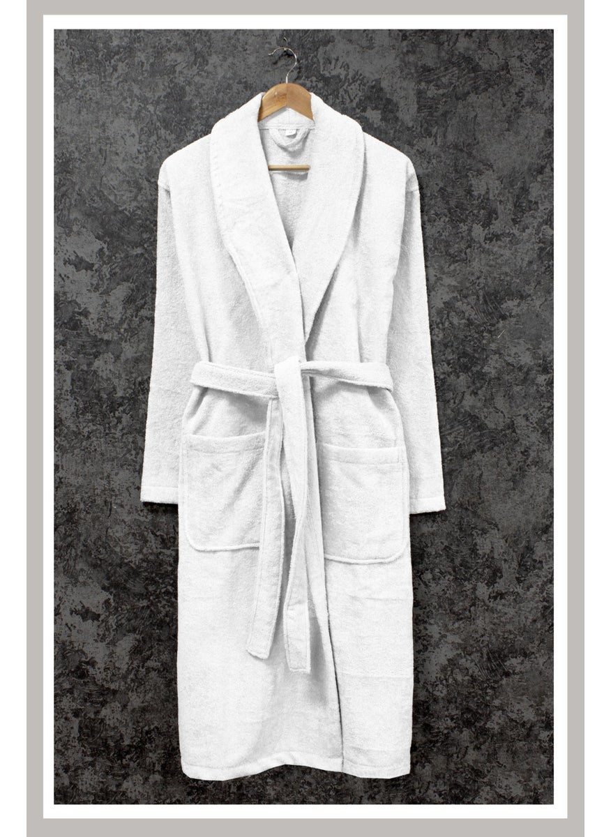 100% Cotton Shawl Loop Bathrobe M White Basic