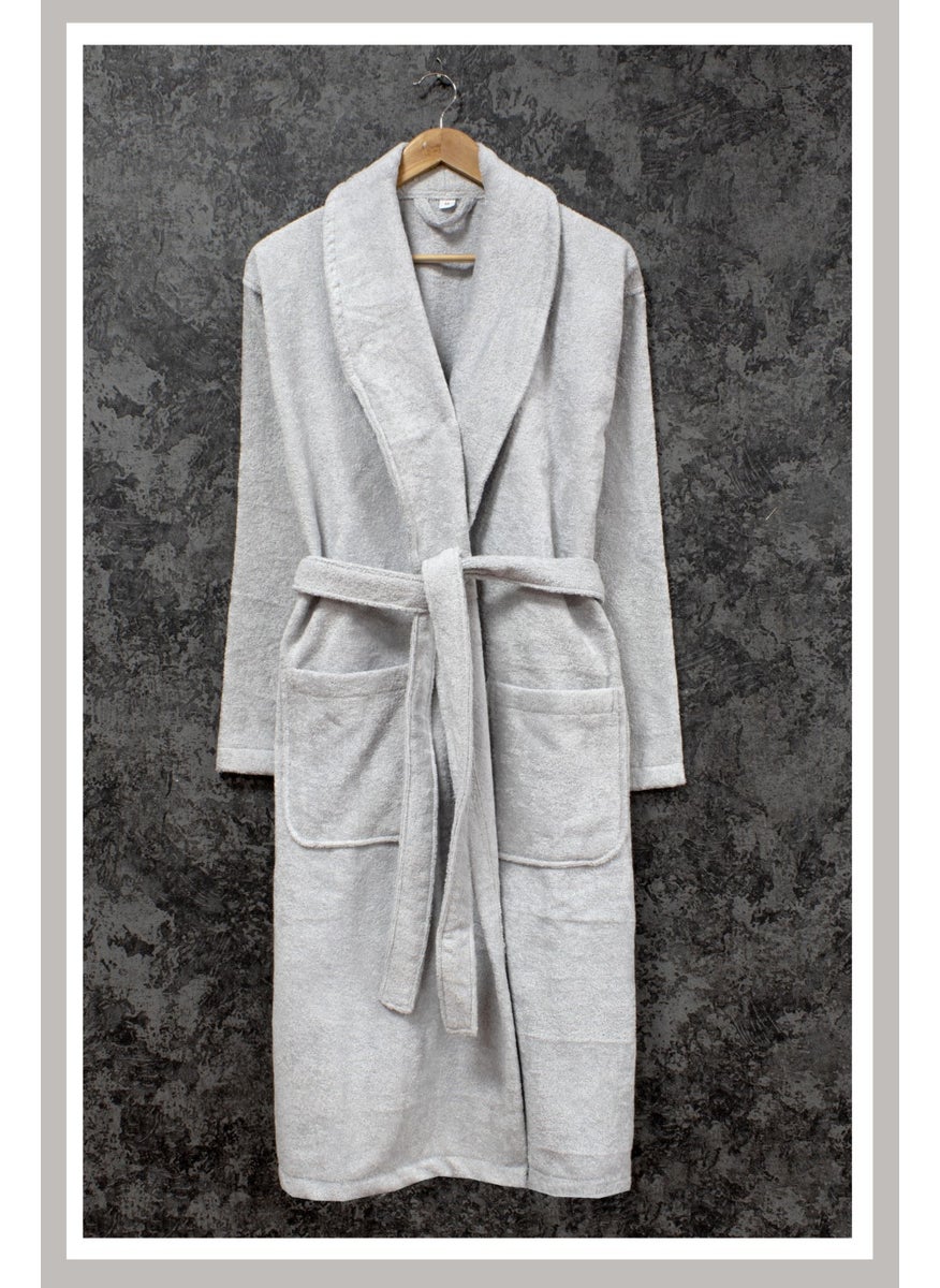 100% Cotton Shawl Loop Bathrobe M Silver Basic