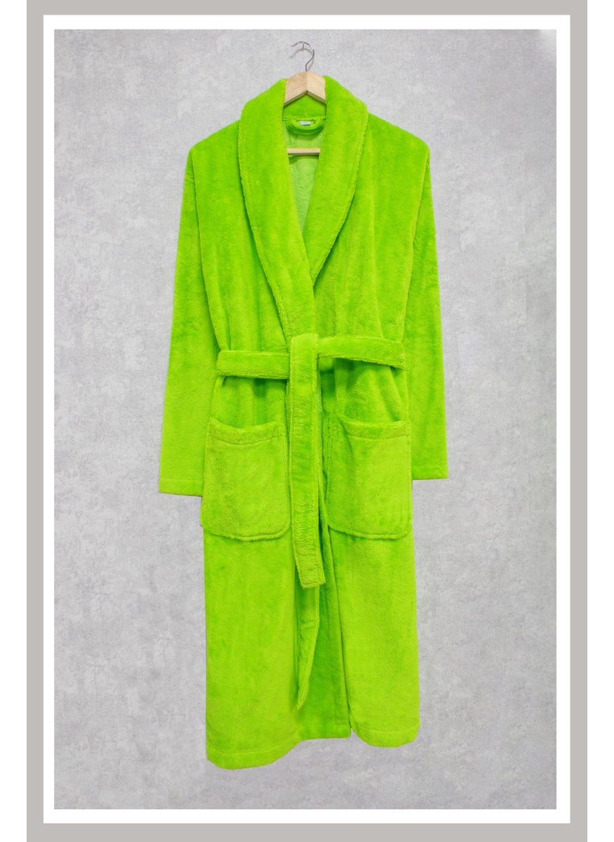 Welsoft Shawl Velvet Bathrobe M Fluorescent Green Puffy