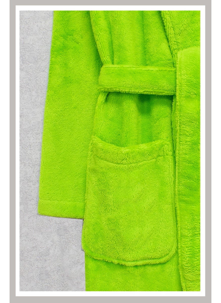 Welsoft Shawl Velvet Bathrobe M Fluorescent Green Puffy