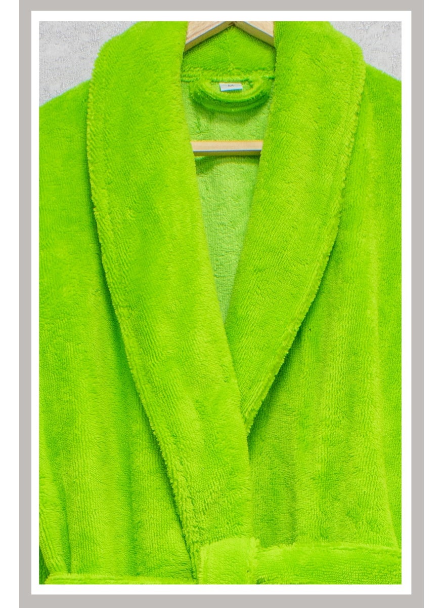 Welsoft Shawl Velvet Bathrobe M Fluorescent Green Puffy