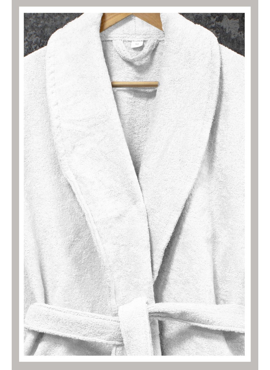 100% Cotton Shawl Loop Bathrobe L White Basic