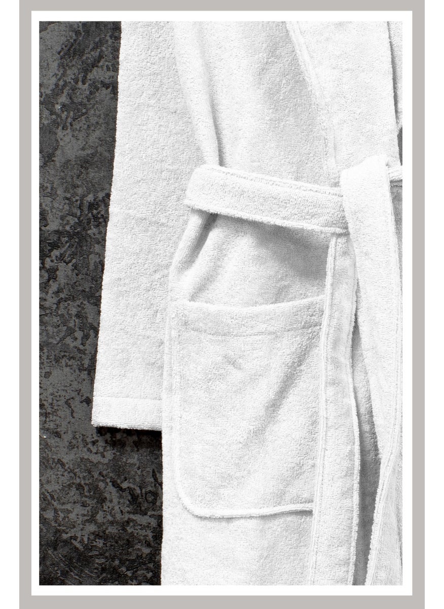 100% Cotton Shawl Loop Bathrobe L White Basic
