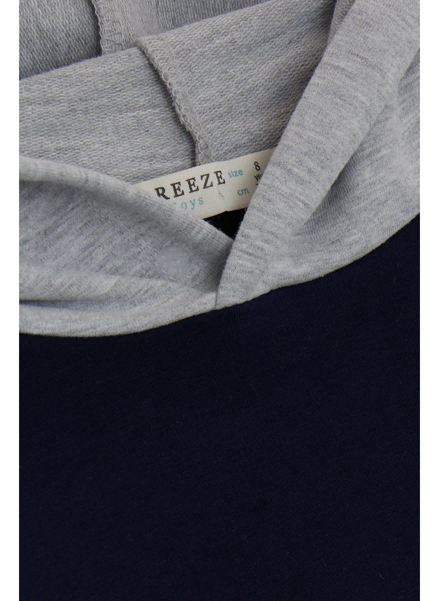Girls & Boys Boy's Sweatshirt Hooded Text Printed 8-14 Years, Navy Blue