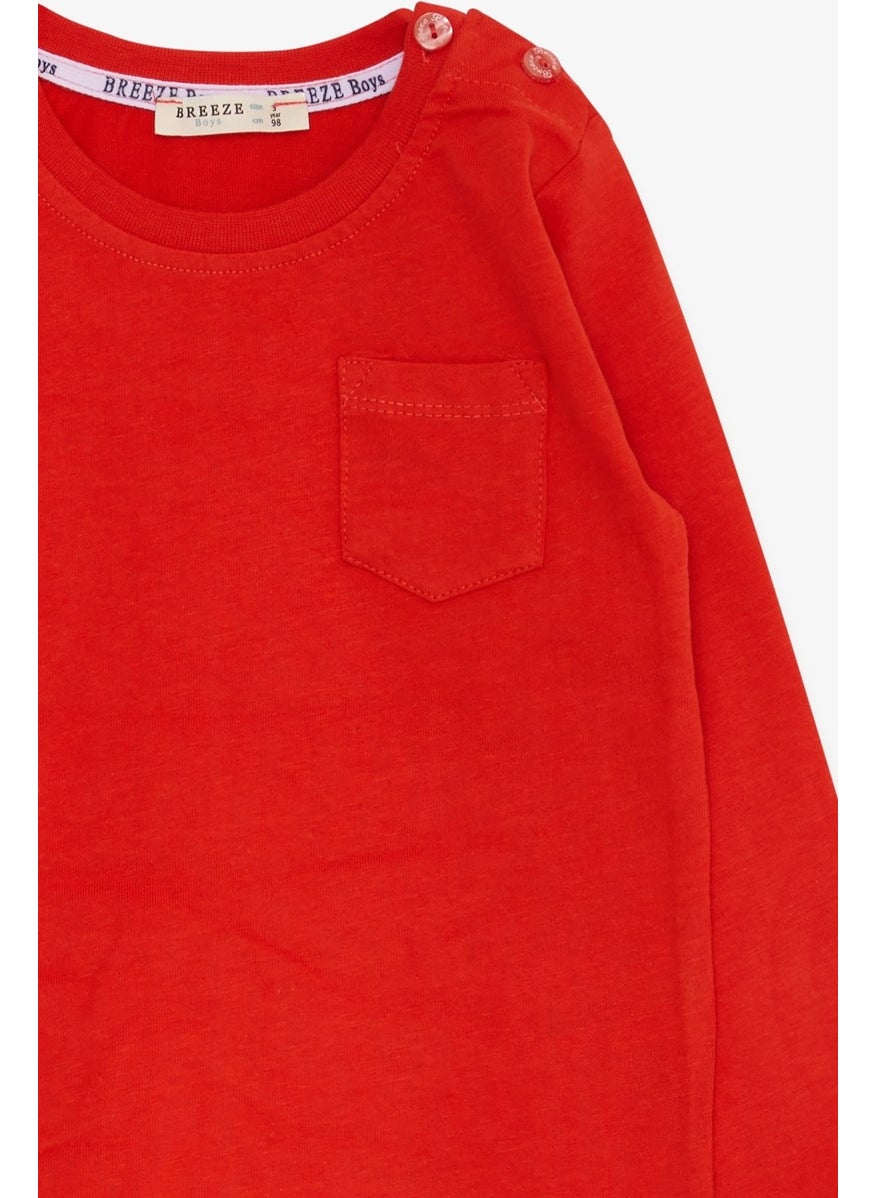 Baby Boy Long Sleeve T-Shirt With Pocket Orange (9 Months-3 Years)