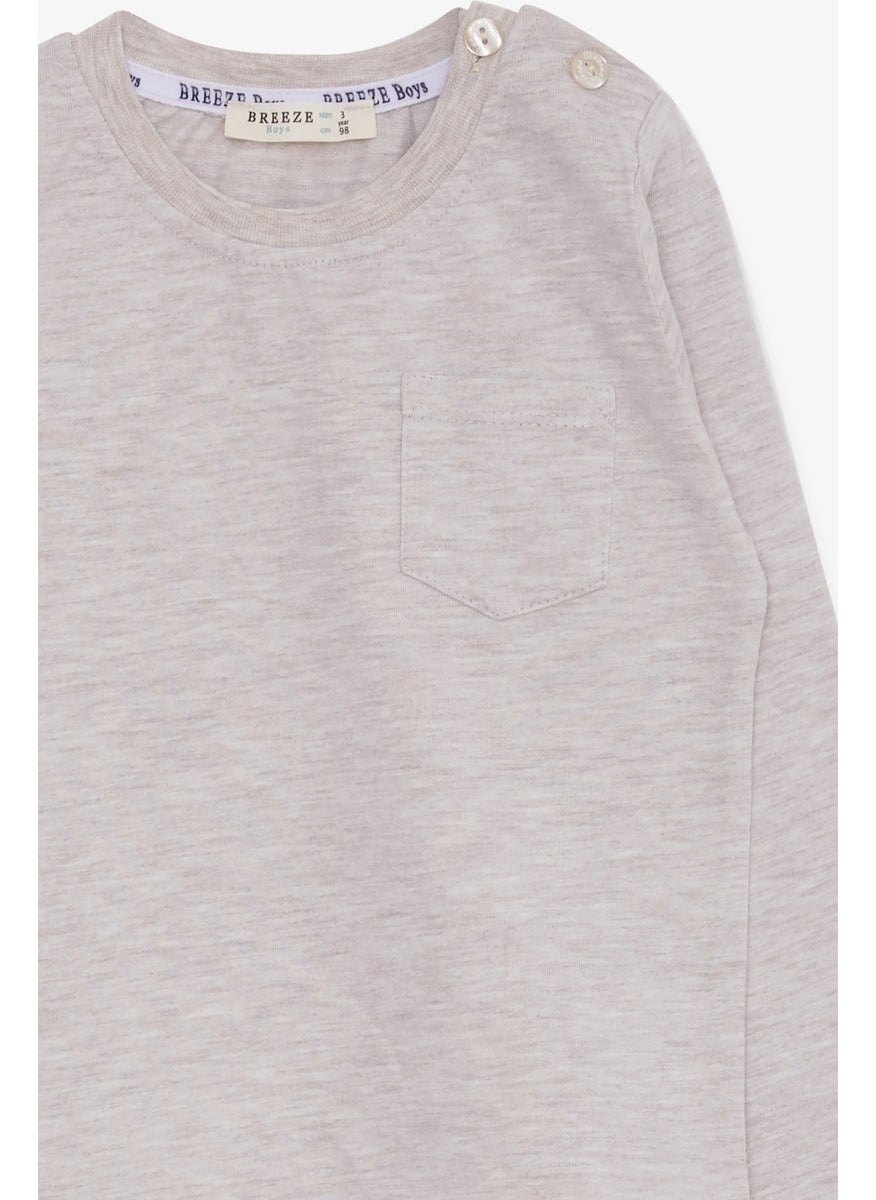 Baby Boy Long Sleeve T-Shirt With Pocket Beige Melange (9 Months-3 Years)