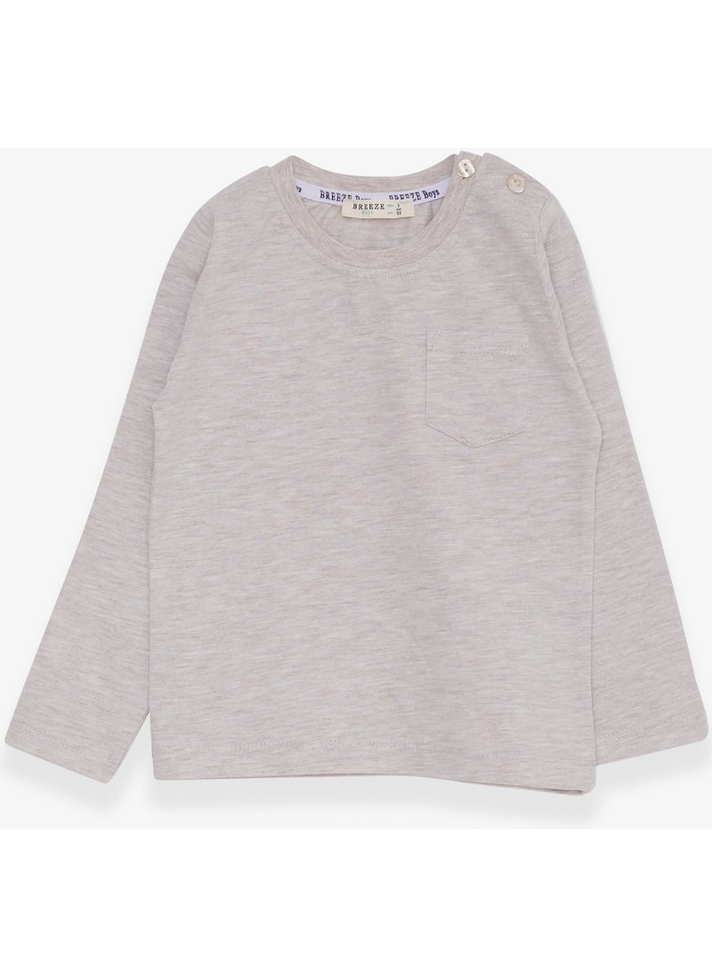 Baby Boy Long Sleeve T-Shirt With Pocket Beige Melange (9 Months-3 Years)