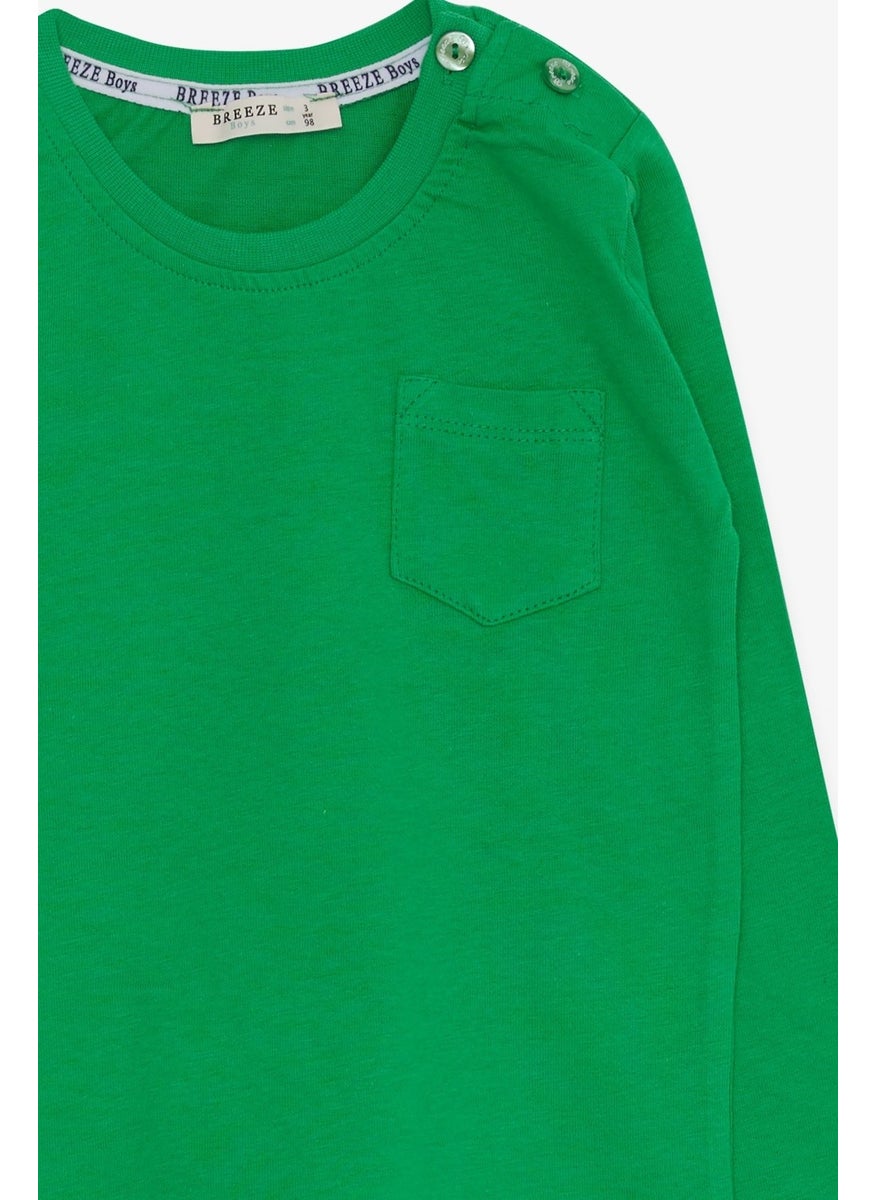 Baby Boy Long Sleeve T-Shirt With Pocket Green (9 Months-3 Years)