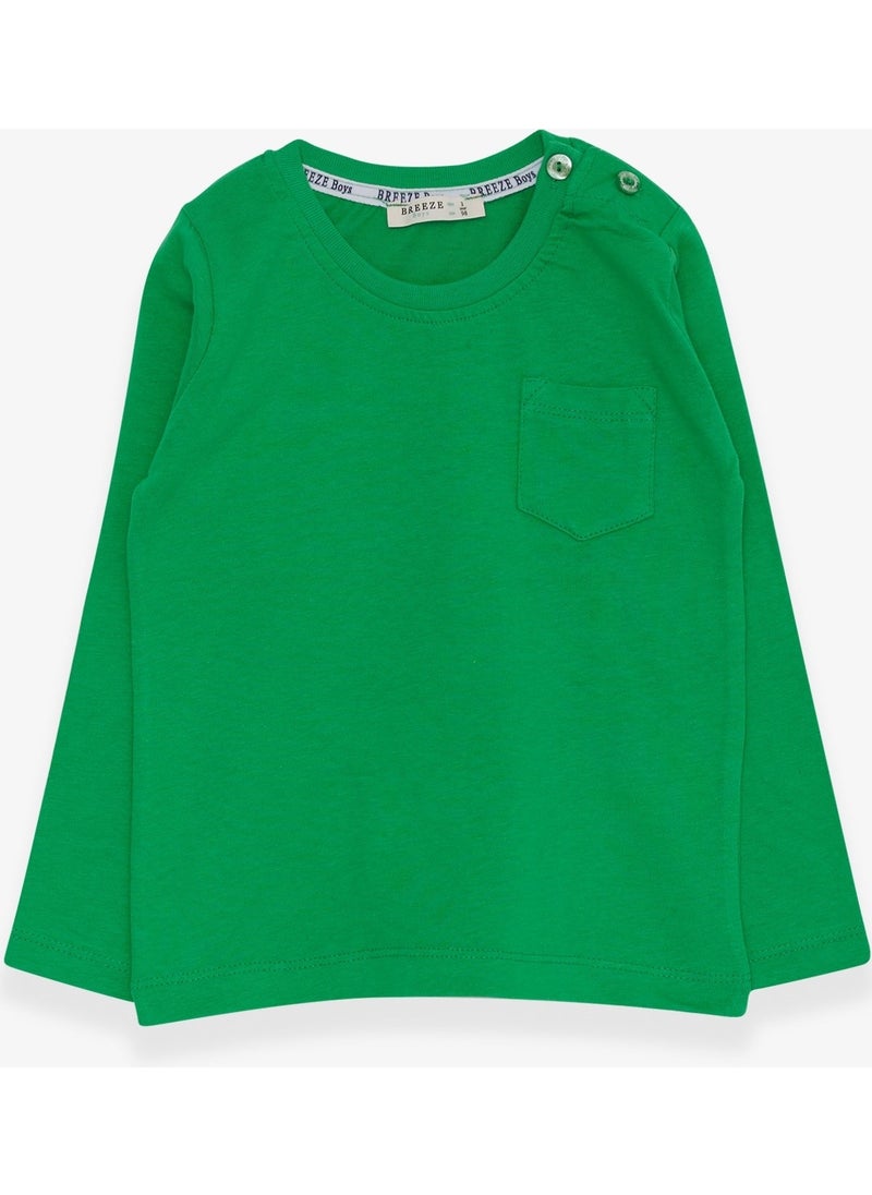 Baby Boy Long Sleeve T-Shirt With Pocket Green (9 Months-3 Years)