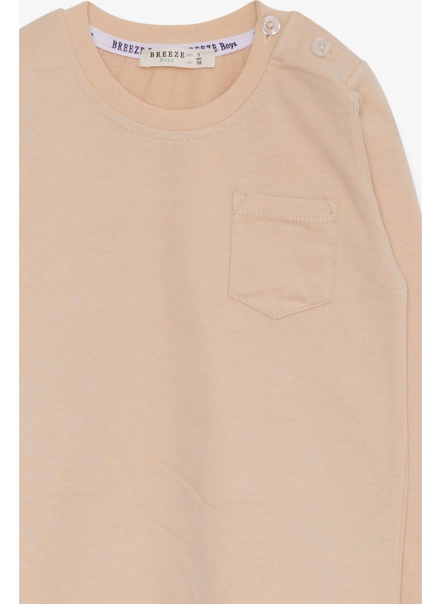 Baby Boy Long Sleeve T-Shirt With Pocket Beige (9 Months-3 Years)