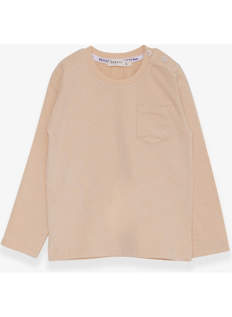 Baby Boy Long Sleeve T-Shirt With Pocket Beige (9 Months-3 Years)