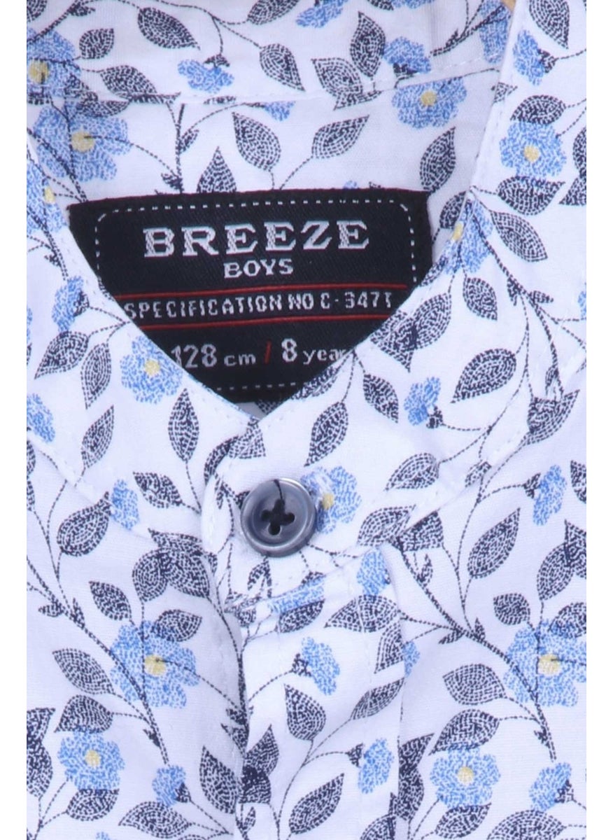 Boys Shirt Floral Pattern White (8-14 Years)