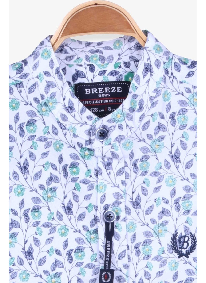 Boy's Shirt Flower Patterned 8-14 Years, White