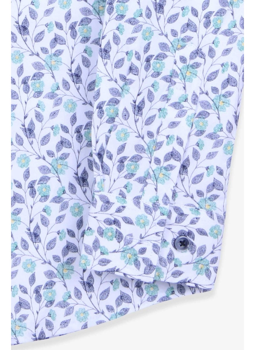 Boy's Shirt Flower Patterned 8-14 Years, White