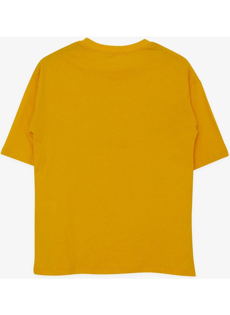 Boy's T-Shirt Colorful Shoes Printed Age 9-16, Mustard Yellow