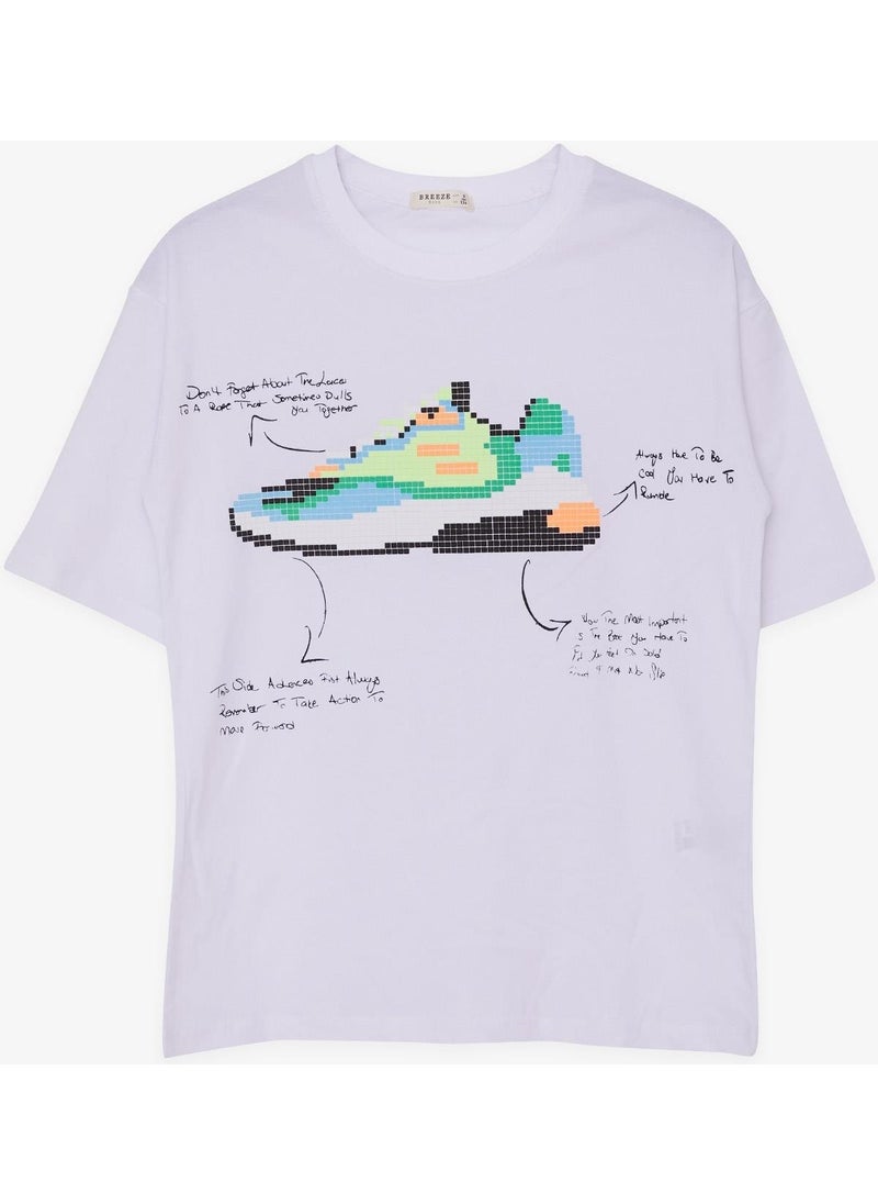 Boy Child T-Shirt Colorful Shoes Printed 9-16 Years, White
