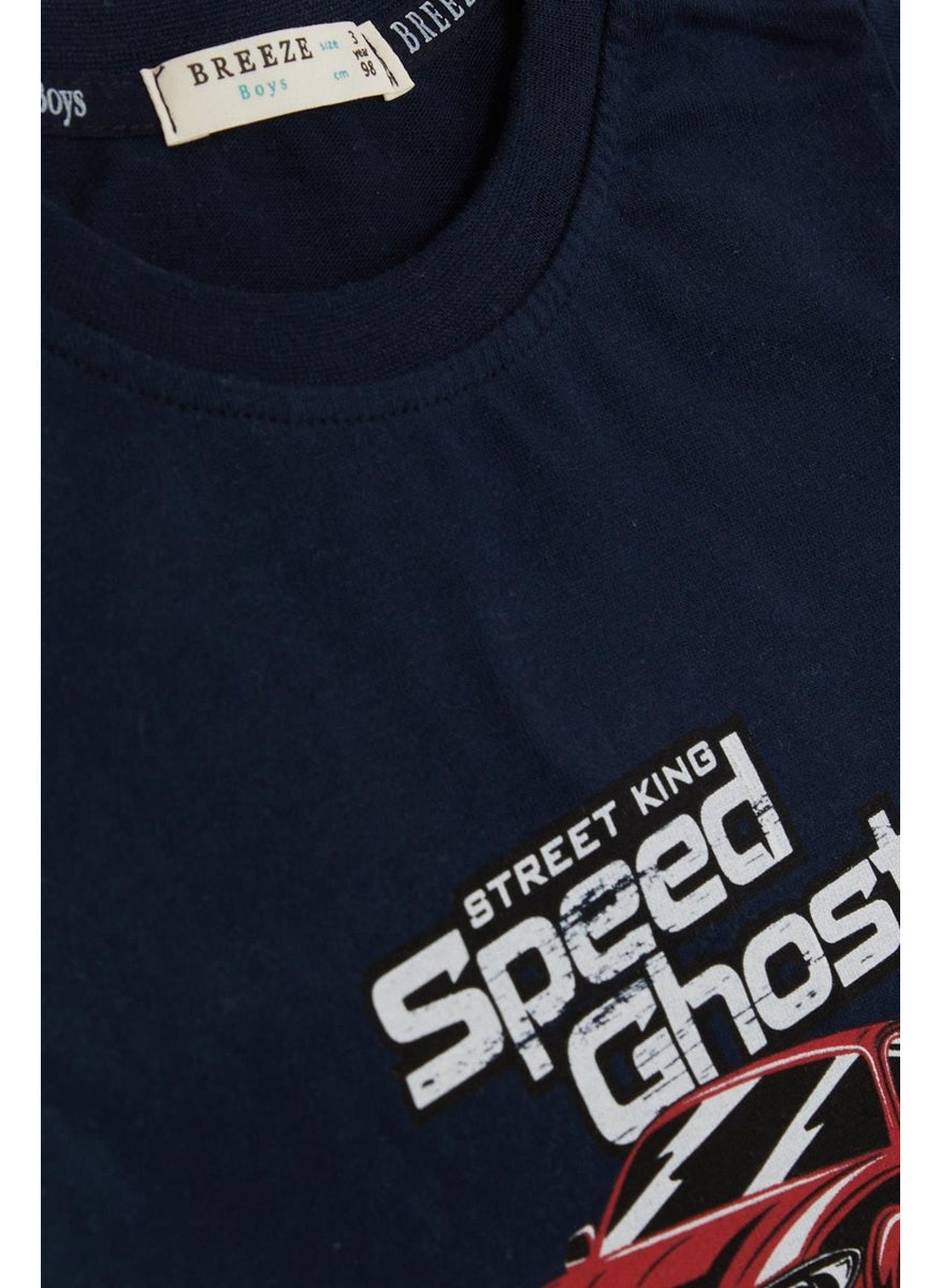 Girls & Boys Boy's Long Sleeve T-Shirt Ghost Car Printed 1.5-5 Years, Navy Blue