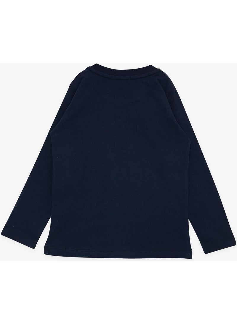 Girls & Boys Boy's Long Sleeve T-Shirt Ghost Car Printed 1.5-5 Years, Navy Blue