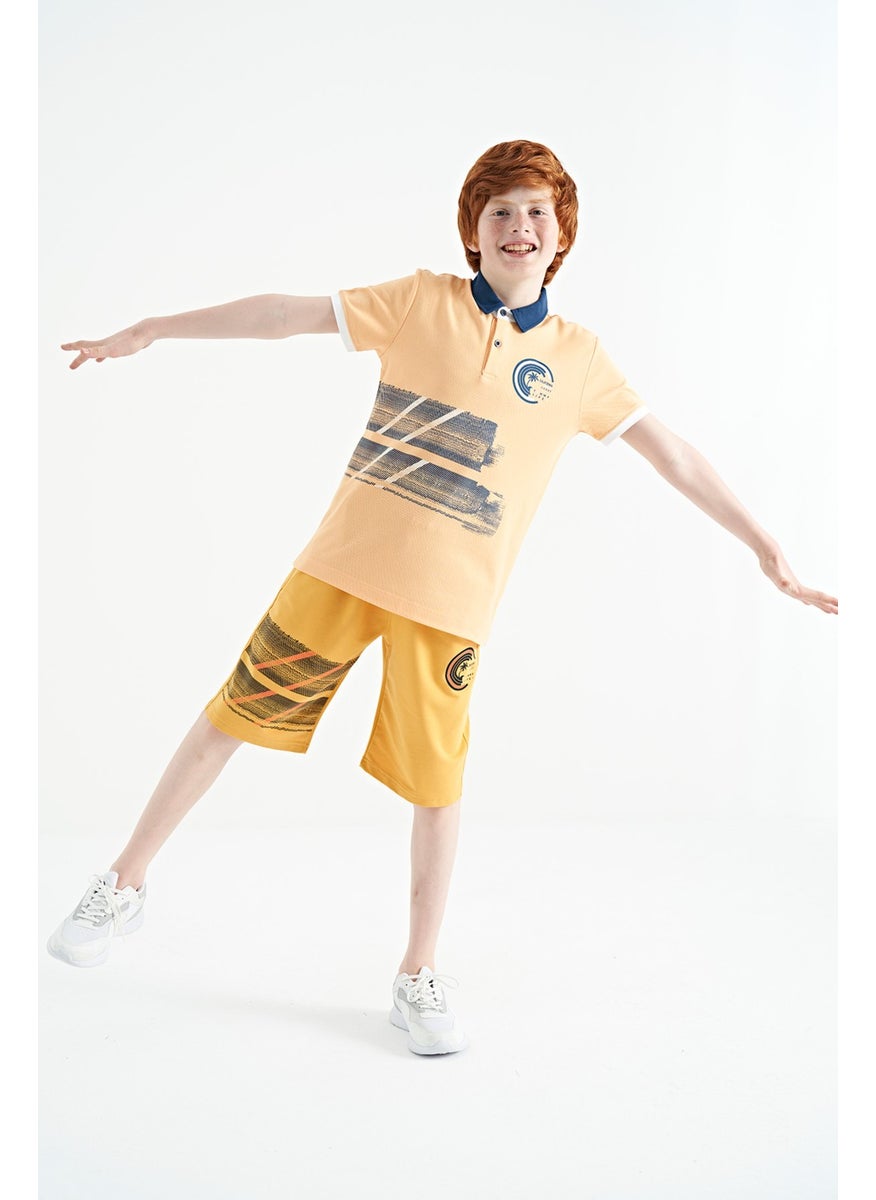 Melon Print Detailed Polo Neck Standard Size Boy T-Shirt - 11094