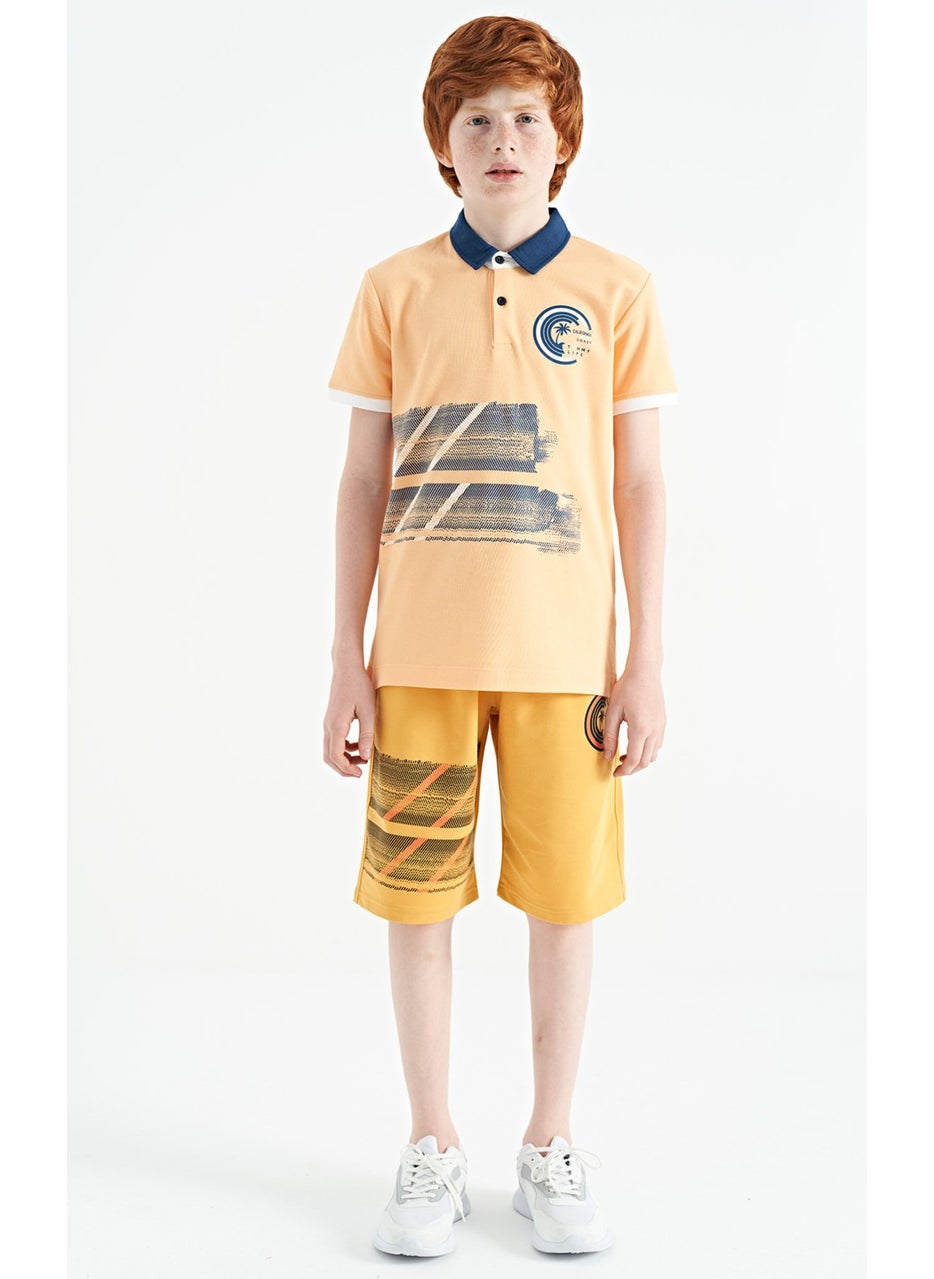 Melon Print Detailed Polo Neck Standard Size Boy T-Shirt - 11094