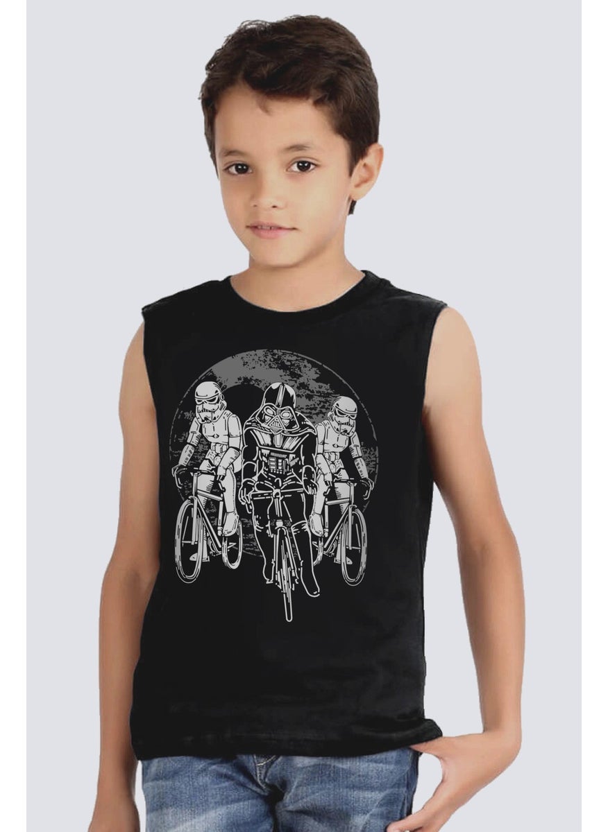 Star Bikers Black Cut Sleeve | Sleeveless Girls Boys Unisex Kids T-Shirt | Undershirt