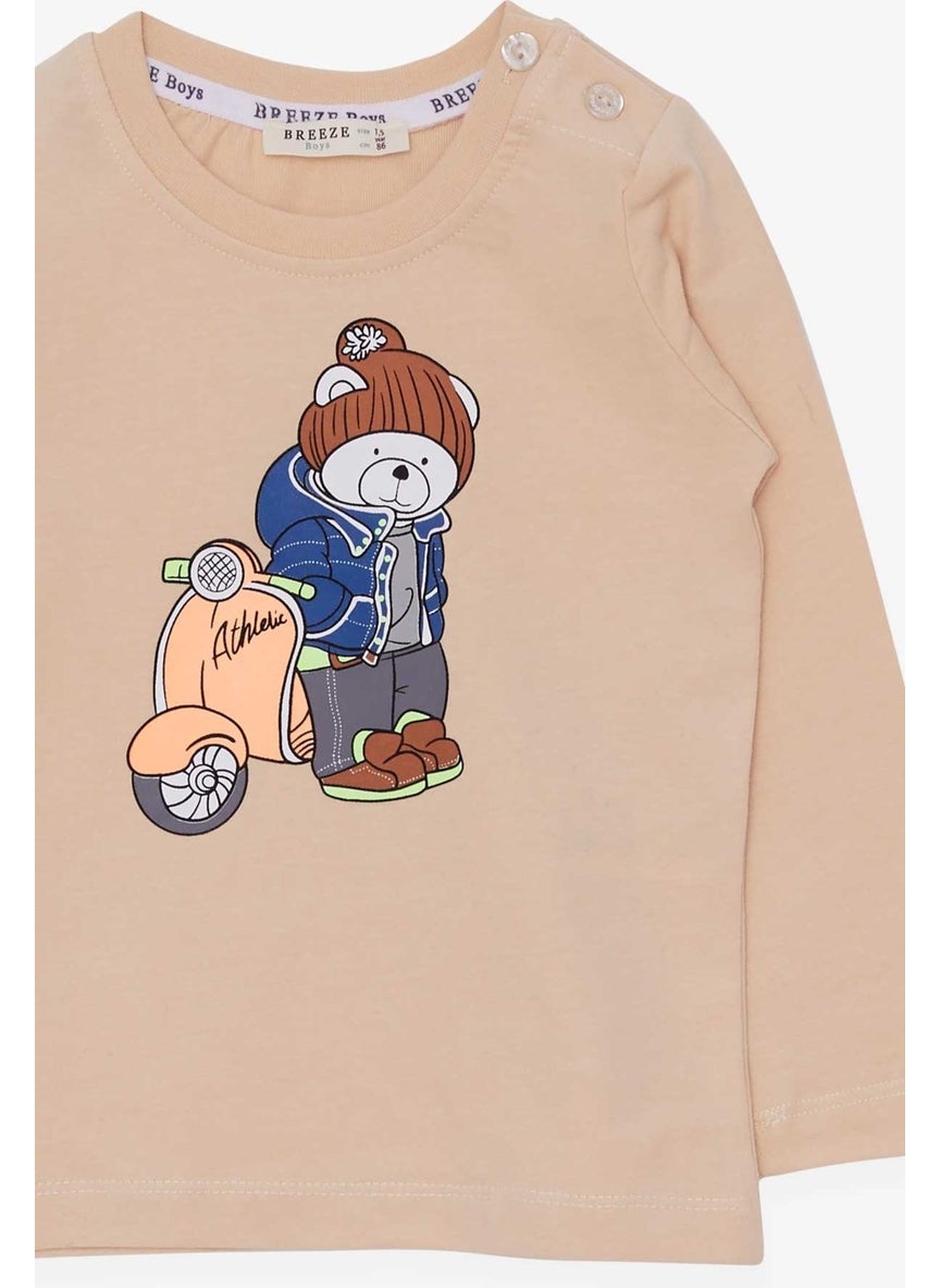 Boys Long Sleeve T-Shirt Teddy Bear Printed Beige (1.5 Years)