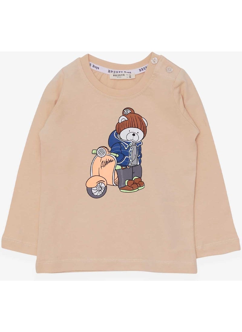 Boys Long Sleeve T-Shirt Teddy Bear Printed Beige (1.5 Years)