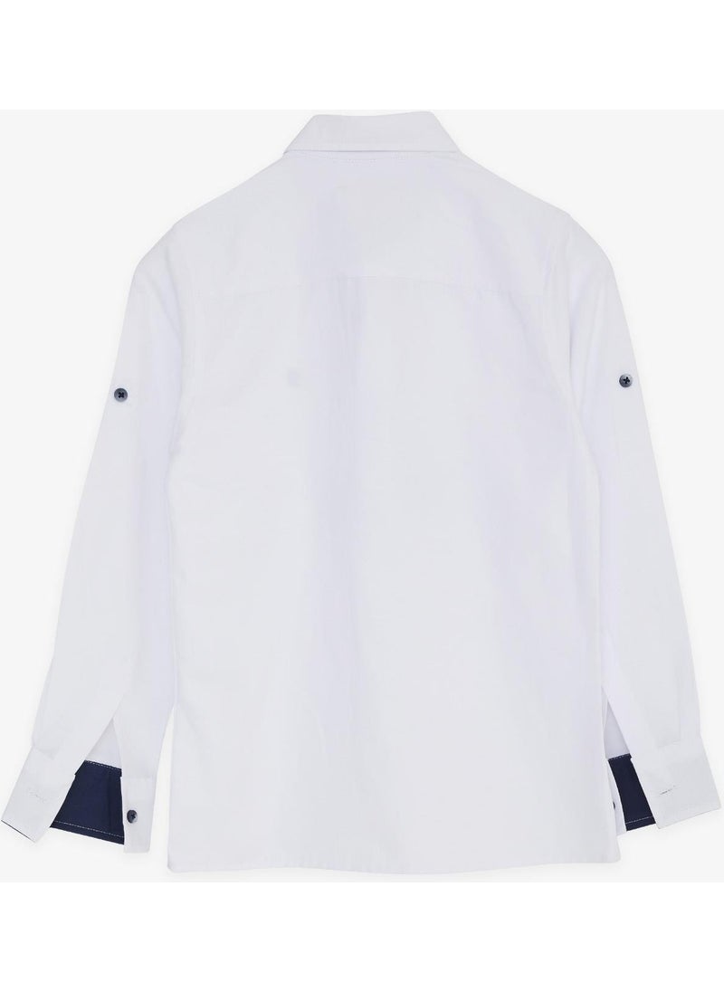 Boy's Shirt with Bow Tie, Age 8-12, White