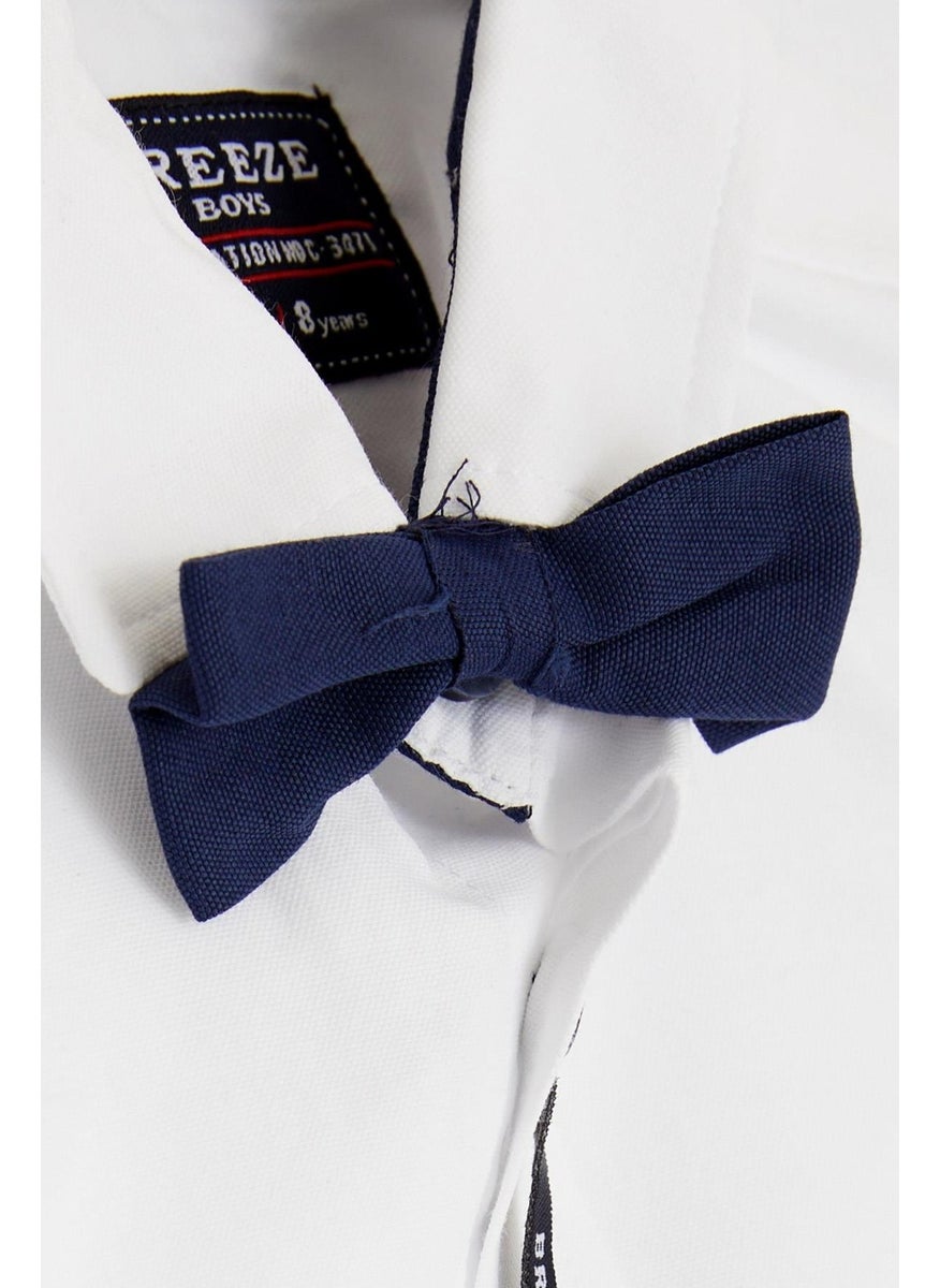 Boy's Shirt with Bow Tie, Age 8-12, White