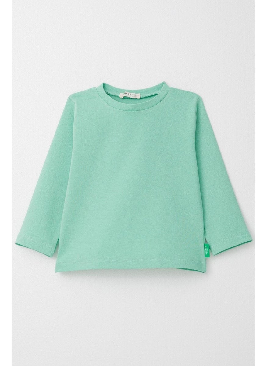 Boy Long Sleeve T-Shirt Basic 1-4 Years, Aqua Green