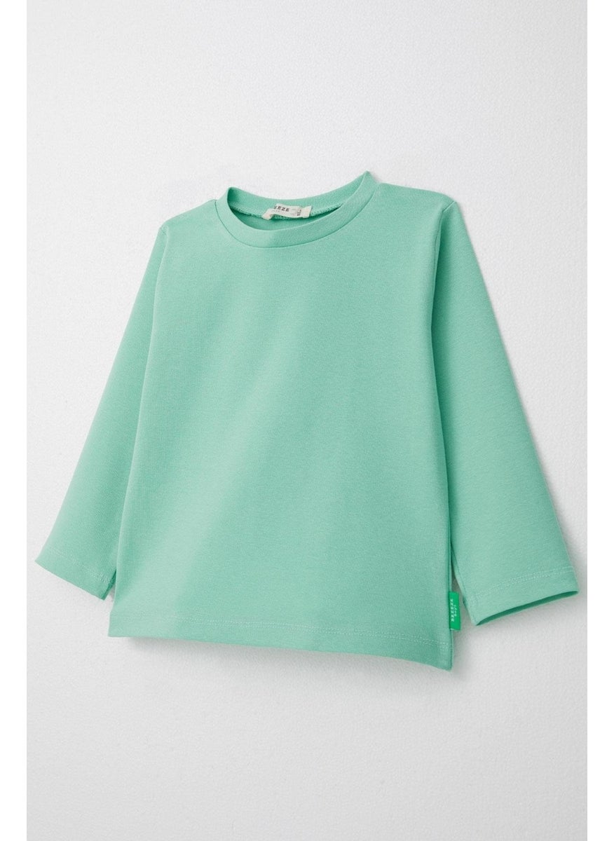 Boy Long Sleeve T-Shirt Basic 1-4 Years, Aqua Green
