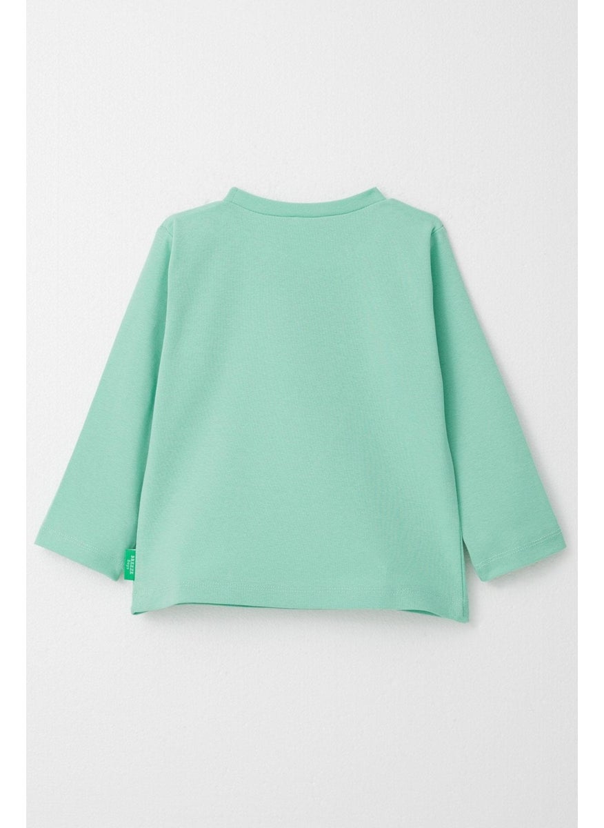 Boy Long Sleeve T-Shirt Basic 1-4 Years, Aqua Green