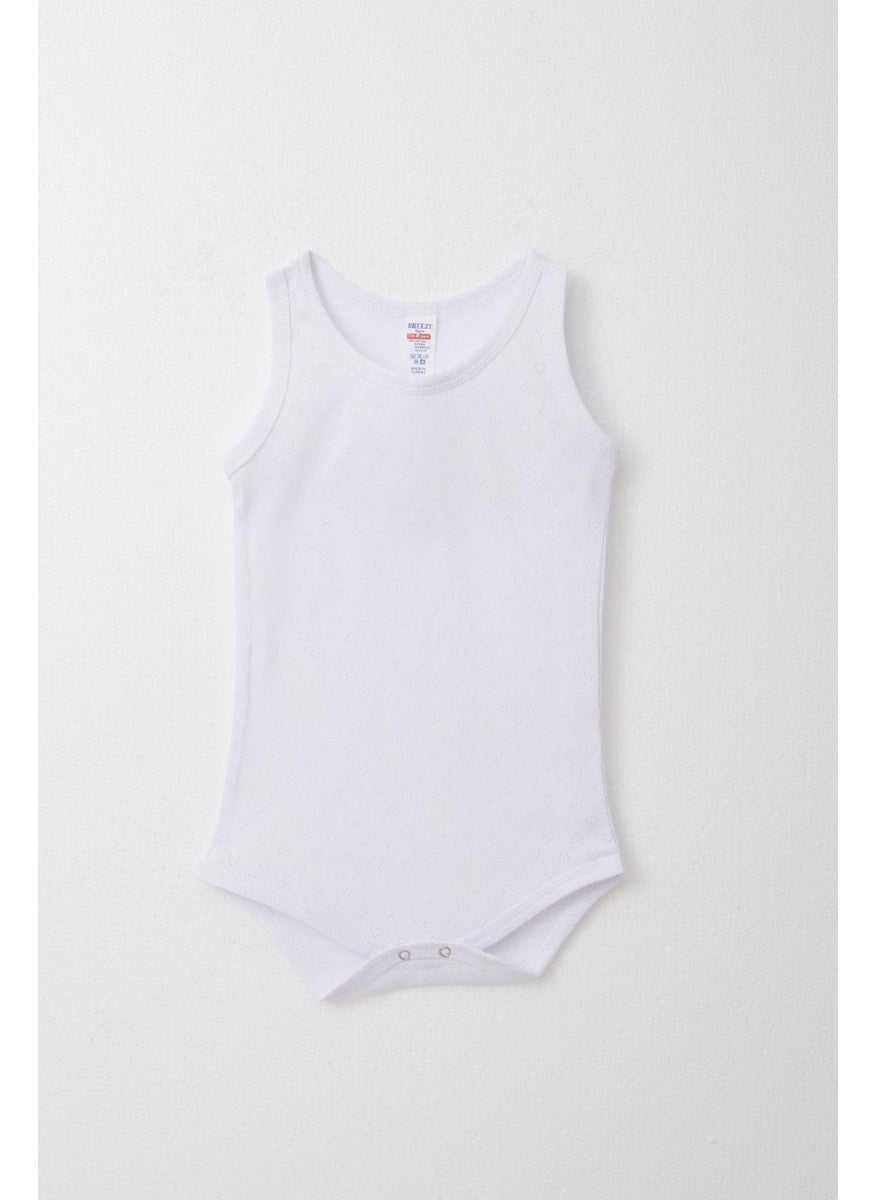 Baby Boy Snap Vest Bodysuit Jacquard Heart Pattern 9 Months-3 Years, White